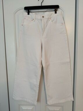 GAP White Wide-Leg High-Rise Jeans High Rise Stride Ankle Sz 31/12
